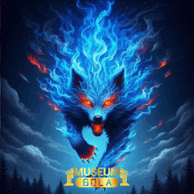 a painting of a wolf with fire coming out of its mouth and the words museum bola on the bottom