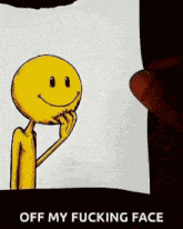 a drawing of a smiley face with a skull on it .