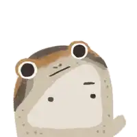 a cartoon frog with a serious look on his face