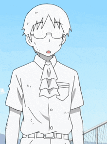 a drawing of a man wearing glasses and a tie with the number 10 on his chest