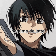 a drawing of a boy with the name nagumo-de-latte written on it