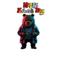a happy father 's day greeting with a bear wearing a jacket