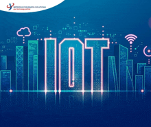 a blue background with the word iot written on it