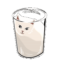 a cat is sitting in a glass with hearts in its eyes