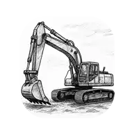 a black and white drawing of a bulldozer with the words seguranca e qualidade e com apidutos above it
