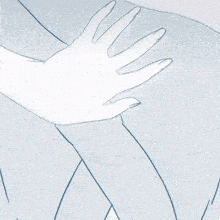 a close up of a person 's hands touching another person 's chest .