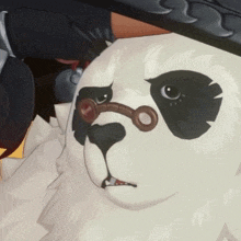 a panda bear wearing glasses and a hat