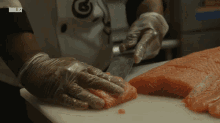 Slicing Salmon Raw Salmon GIF