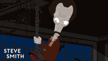 a cartoon character with the name steve smith on the bottom