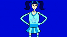a drawing of a girl in a cheerleader outfit with a star on her chest