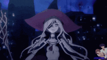 a woman in a witch hat is holding a wand in her hand
