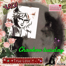 a picture of chankov tuesday is surrounded by roses