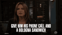 give him his phone call bologna sandwich rush phone call mariska hargitay