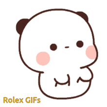 a drawing of a panda bear with the words rolex gifs written below it