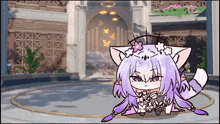 a drawing of a cat with purple hair