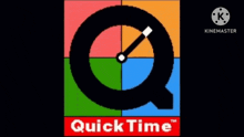a colorful logo for quick time with a clock in the middle .