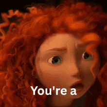a close up of a cartoon character with the words you 're a on the bottom