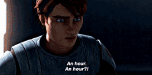 a cartoon character is holding her head and says an hour an hour ?