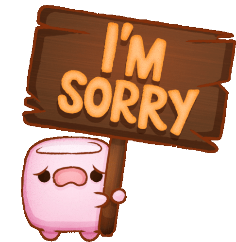Marshmellow Holds "I'M Sorry" Sign Sticker - The Party Marshmallows Im Sorry Sad Stickers
