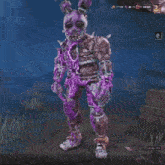a video game character is covered in purple slime and has spikes on his head