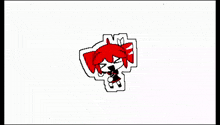 a cartoon drawing of a girl with red hair and a bow on her head .