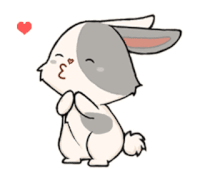 a cartoon rabbit is kissing another rabbit with a heart in the background