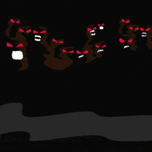 a cartoon of a group of monsters with red eyes and mouths