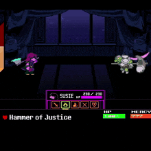 susie used rude buster while fighting a monster in a video game