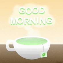 Good Morning Gm GIF - Good Morning Gm Green Tea GIFs