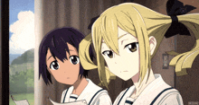 two anime girls are standing next to each other and the bottom right corner of the screen says okeanz