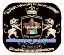 a logo for starmaker family b3s with lions and a crown