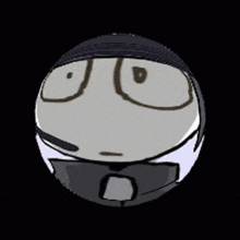 a cartoon character wearing a headset and a hat is in a circle .