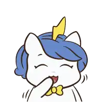 a cartoon drawing of a unicorn with blue hair