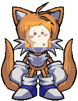 tails from sonic the hedgehog is holding a hamster