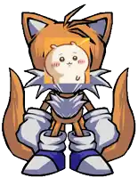 tails from sonic the hedgehog is holding a hamster