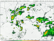 composite radar reflectivity factor is displayed on a map
