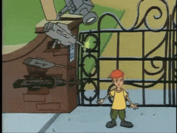 Junior dodges the lasers and gets into the grounds of his grandfather's house