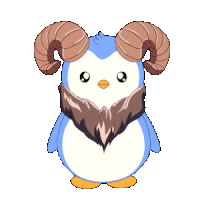 a penguin with horns and a beard