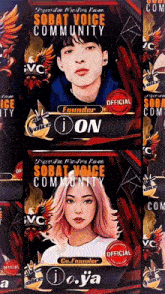 a man and a woman are featured on a poster for the sobat voice community