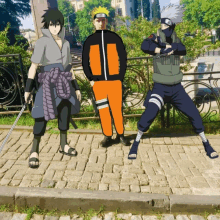 naruto sasuke and kakashi pose for a picture together