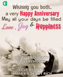a very happy anniversary may all your days be filled love joy & happiness