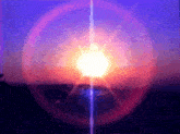 the sun is shining brightly in the sunset sky