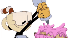 making a cake cuphead the cuphead show adding a lot of frosting making pastries