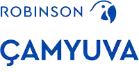 a red and blue logo for a company called robinson camviva