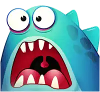 a cartoon character with a big mouth and teeth