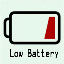 a picture of a low battery with a red triangle on it