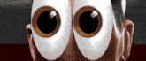 a close up of a person 's face with a pair of big eyes