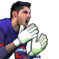 a drawing of a man wearing gloves and a shirt that says antichemos