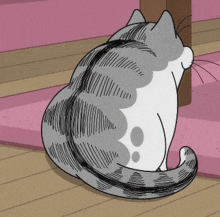 a drawing of a cat with a long tail