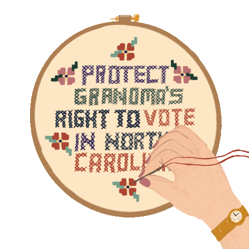 Protect Grandmas Right To Vote In North Carolina Cross Stitching Sticker - Protect Grandmas Right To Vote In North Carolina Cross Stitching Stitching Stickers
